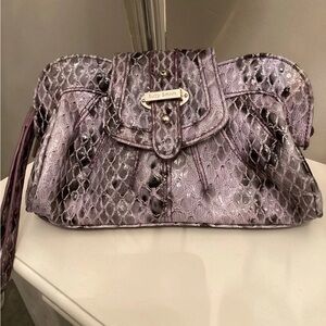 Suzy Smith lilac snakeskin clutch bag